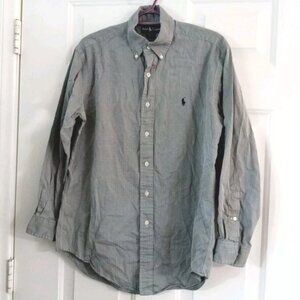 Ralph Lauren Yarmouth Button Down Long Sleeve Shirt Gray Oxford Men's 15-32/33